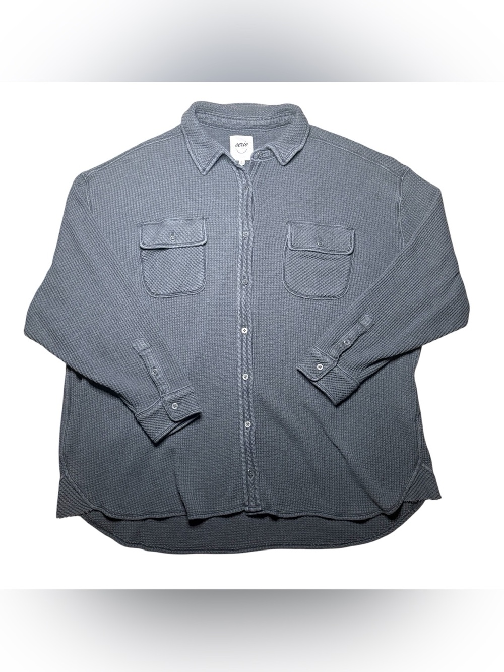 Aerie Women’s XL Slate Grey Waffle-Knit Button-Up Shirt